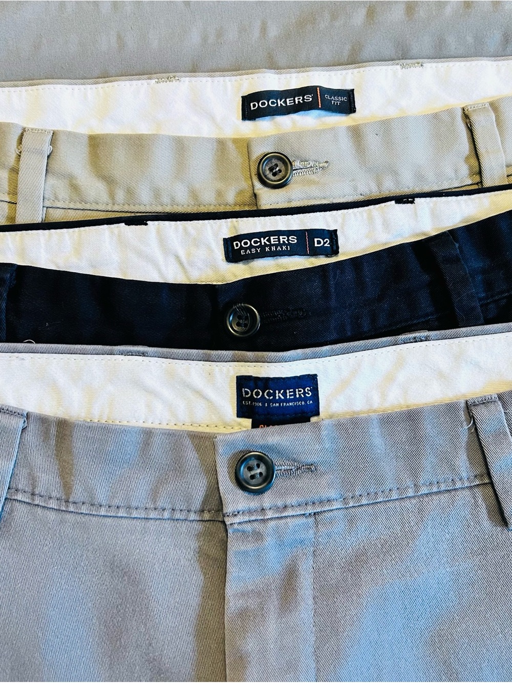 Dockers Trio: Khaki, Navy, Light Gray Casual Chinos
